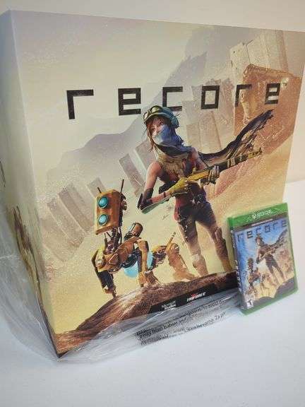 Triforce recore exclusive edition including premium collector statue, metal case, lithograph, decoder dial. Includes sealed Xbox, One console exclusive recore game. Open for the first time to inspect. See photos. Corner crinkle on outer shell sleeve of box.