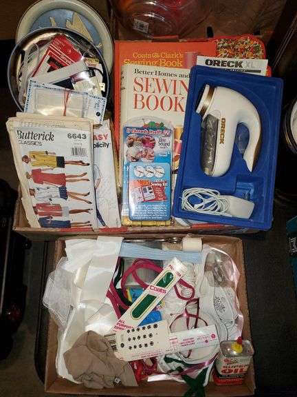 Sewing items including sewing books, patterns, needles, thread, oreck fabric shaver and more.