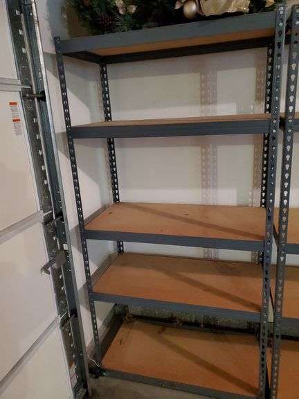 Metal shelving unit measures 36 in wide X 16 in deep X 72 in H.