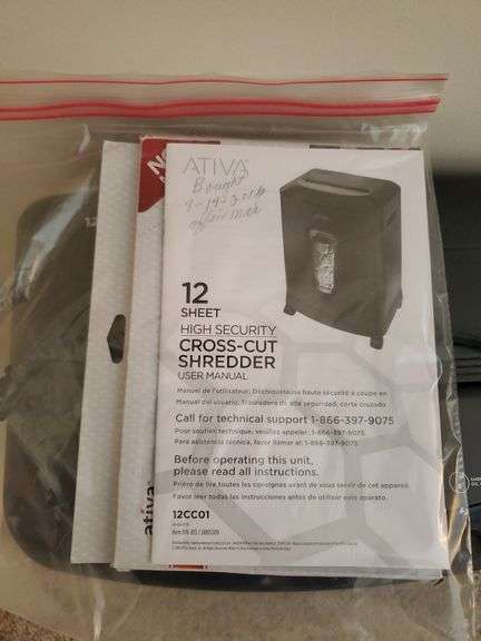 Ativa 12 Sheet High Security Cross Cut Paper Shredder