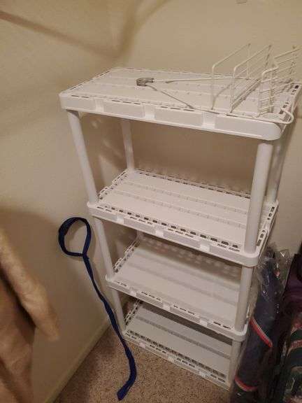 Plastic Storage Shelf 24"W x 12"D x 48"H, closet organizer, and other