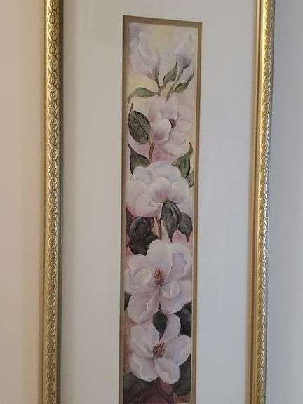 Pair of 28 in high floral framed prints