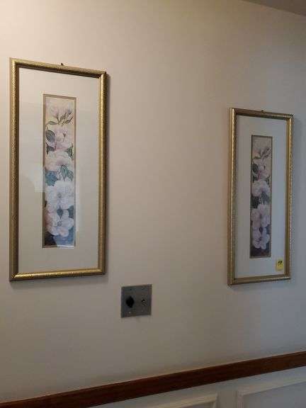 Pair of 28 in high floral framed prints
