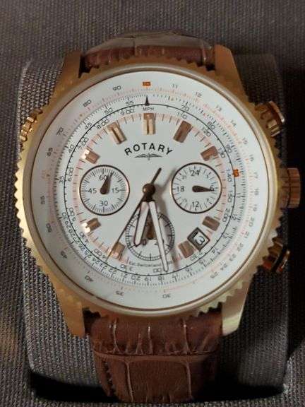 Vintage ROTARY GS00102/01 Swiss Rose Gold Quartz Chronograph Date Watch. Fossil mens machine watch. See photos inspect at preview