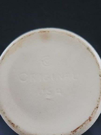 Vintage Original USA Cream White Splatter Speckled Art Pottery Vase