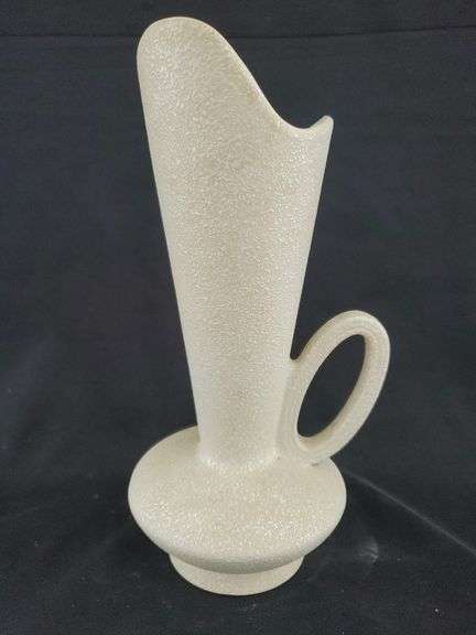 Vintage Original USA Cream White Splatter Speckled Art Pottery Vase
