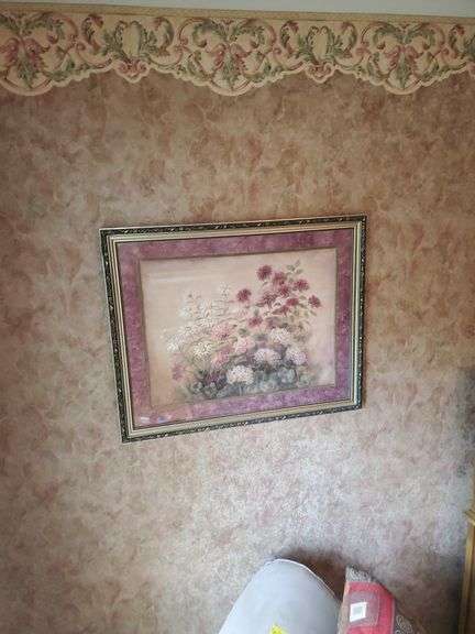 Floral still life by Vivian Flasch 31 in W x 25 in x H. Master bedroom