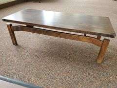 Mid Century Modern Jens Risom Style Floating Formula Side Table (28 in W X 20 in DX 18 in h) with Coffee Table (48 in wide X 20 in DX 15 in H - Set of 2. See photos. Inspect at preview