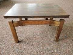 Mid Century Modern Jens Risom Style Floating Formula Side Table (28 in W X 20 in DX 18 in h) with Coffee Table (48 in wide X 20 in DX 15 in H - Set of 2. See photos. Inspect at preview