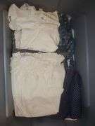 Large tote with lid marked dresses for herb guild. Basement