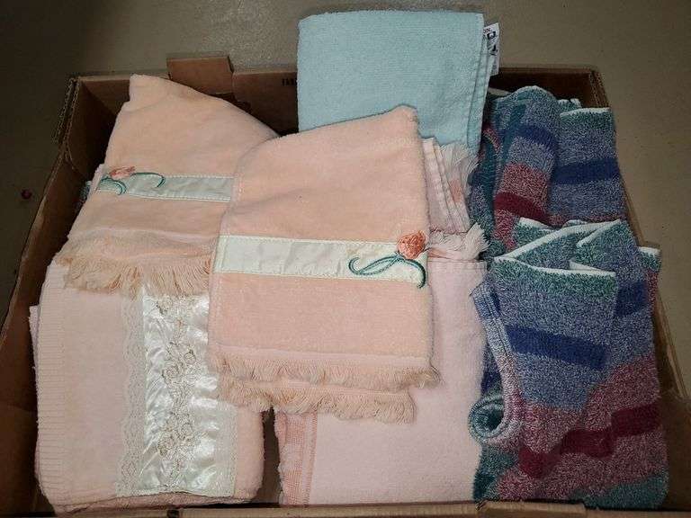 Hand towels, some embroidered. Basement