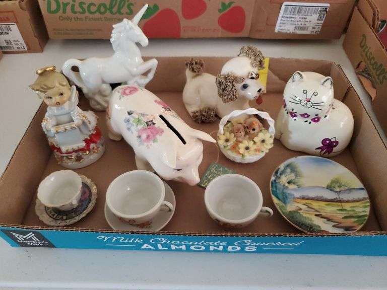 Porcelain and Ceramic Figurines, Miniature Tea Cups and Plates