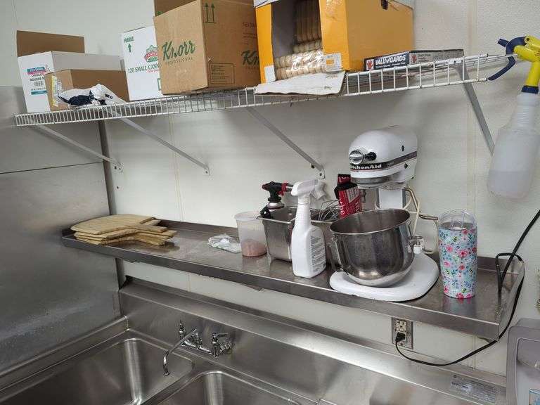 72 X12 stainless steel shelf, includes wire shelf above. No other contents.