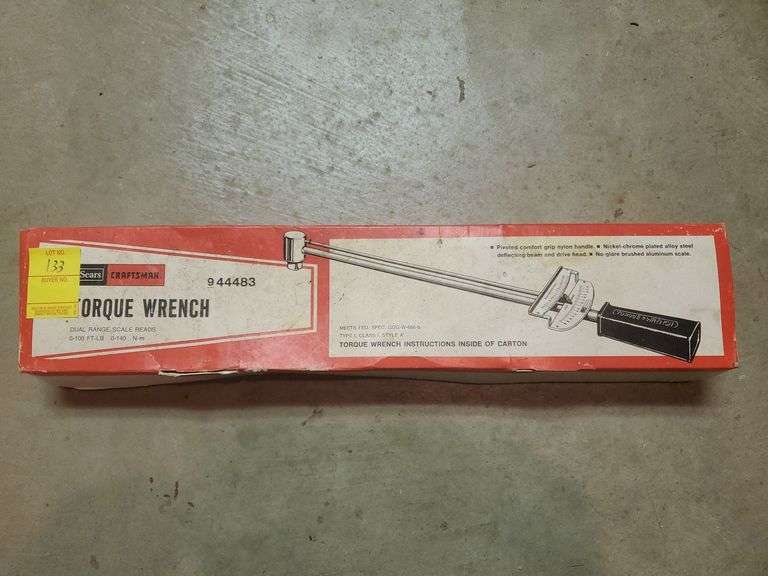 Vintage Craftsman torque wrench in original box. Basement workshop.