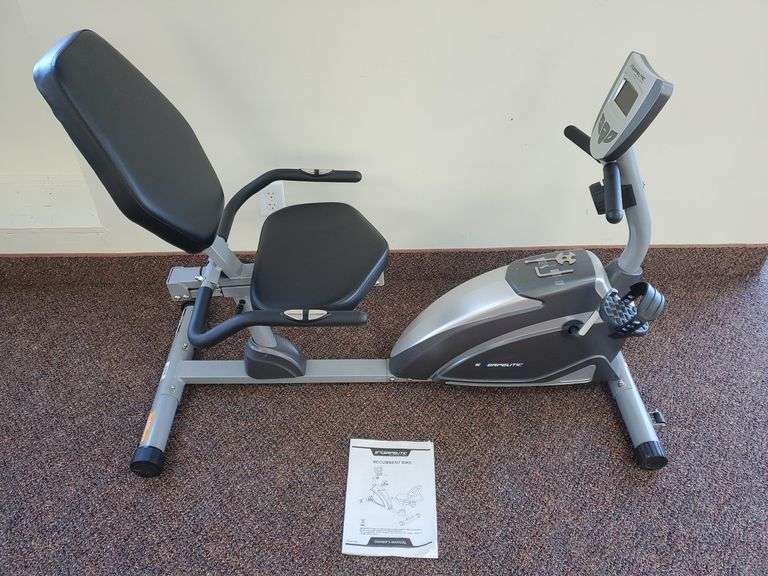 Exerpeuric Therapeutic Fitness Recumbent Bike #1111, digital readout with heart rate, calorie counter and more. Includes owner's manual and assembly tools. Works as it should.
