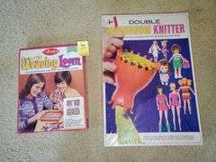 Avalon waiting loom with original box, pastime industries double mushroom knitter.