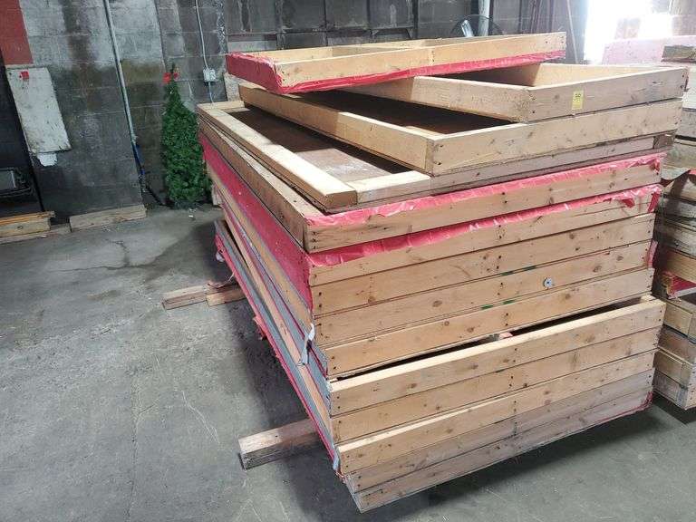 Lot of wall panels including 3/8" plywood on 2"x4" studs. (10) 4 ft W X 8 ft H X 4-in D, (1) 3 ft W X 8 ft H X 4-in D, (1) 2 ft WX 8 ft H X 4-in D, (1) 4 ft W X 4 ft H x 4-in D.