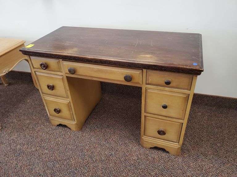 Vintage solid wood office desk measures 44 in WX 19 in dx29 in H.