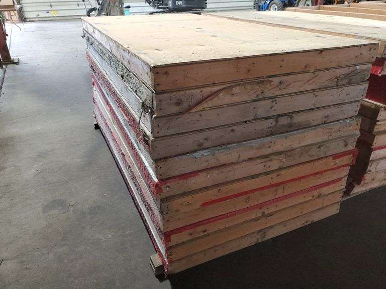 Lot of (11)  4 ft x 8 ft wall panels. 3/8" plywood on 2"x4" studs. Tow motor available to load onto your trailer.