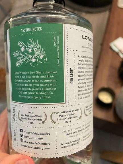 Cucumber Gin from Long Table Distillery