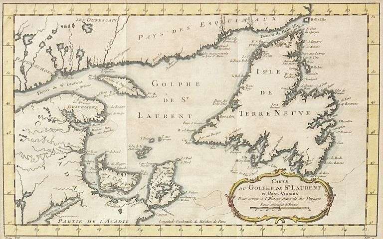 CARTE DU GOLPHE DE S'LAURENT circa 1757