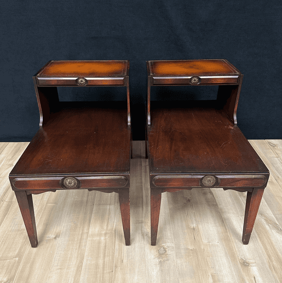 Set of MCM Leather Top Side Tables