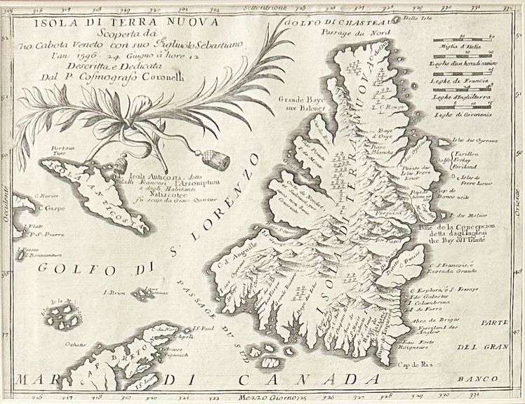 Map of the island of Newfoundland - ISOLA DI TERRA NUOVA circa 1690
