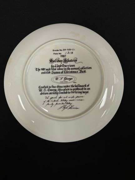 1 - ‘Holiday Skaters’ fine bone china plate by Lloyd Garrison, 19807(imperfection on right side).