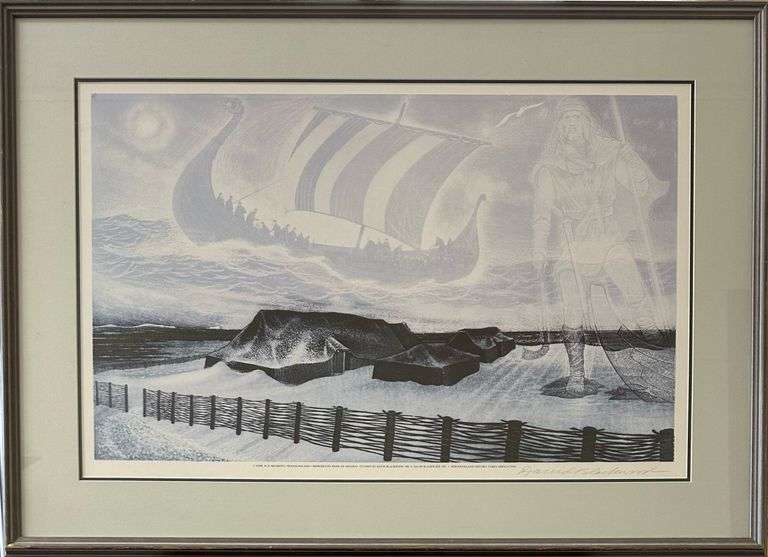 Autographed 'Lanse aux Meadows' Poster after David Lloyd Blackwood RCA (1941-2022)