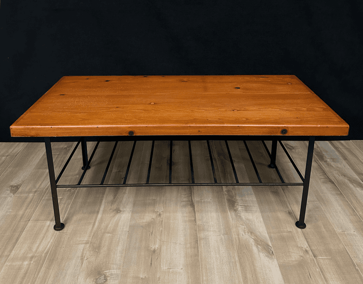 Pine Coffee Table with Steel Frame