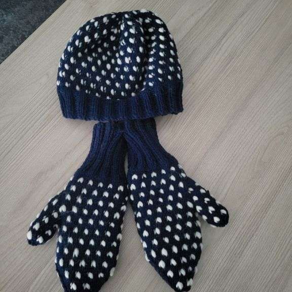 Home Knit Hat and Mittens