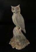 Untitled Owl on Perch by Unknown Artist (Illegible)