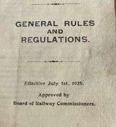 Newfoundland Railway General Rules and Regulations  Board of Railway Commissioners 1928