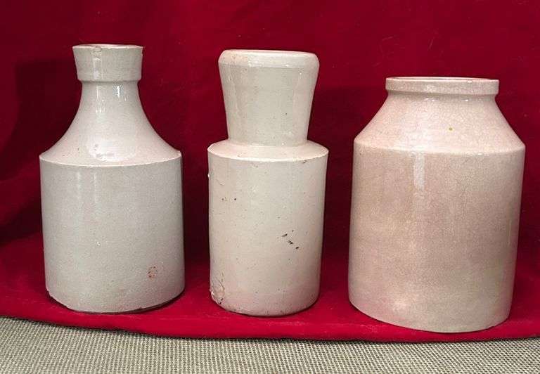 3 small clay pots
