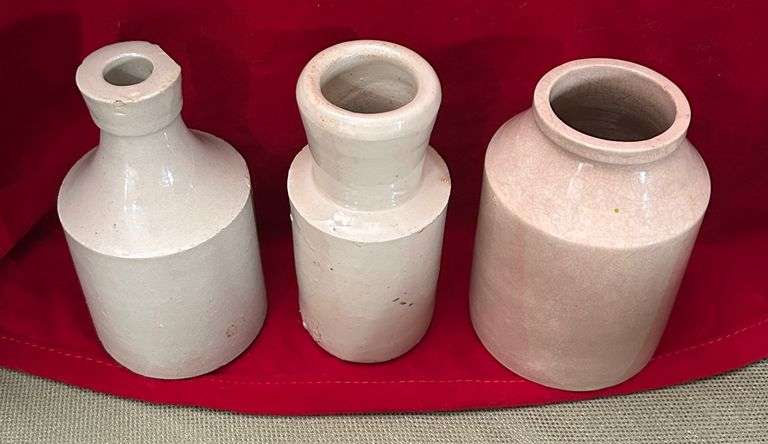 3 small clay pots
