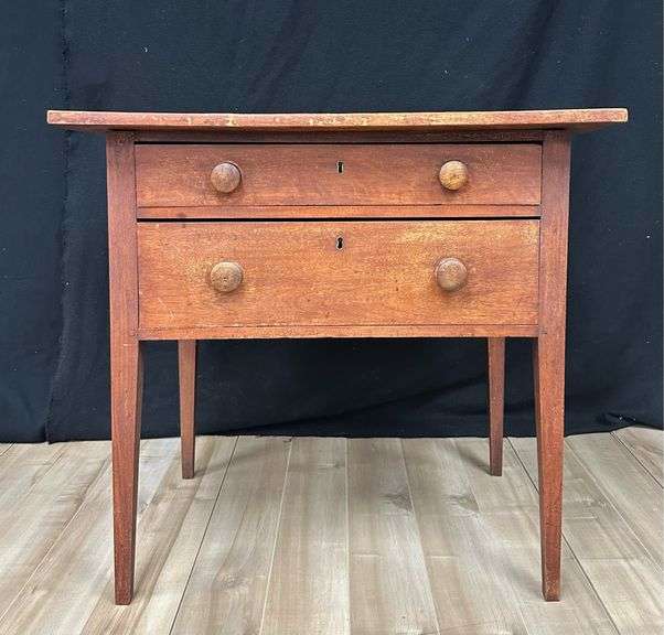 19th Century Solid Maple Acadian Two Drawer Table