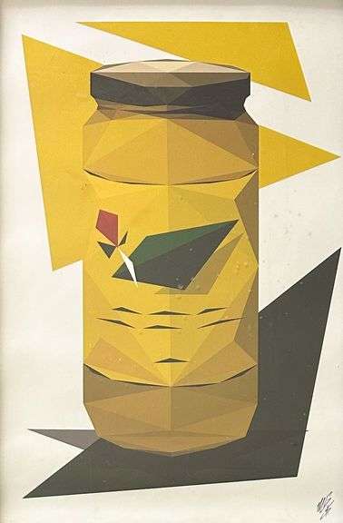Untitled Abstract Figurative (Sweet Mustard Pickles) by Unknown Artist (Initialed MG)