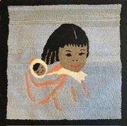 Grenfell Labrador Industries hooked mat Mother and Child