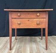 19th Century Solid Maple Acadian Two Drawer Table