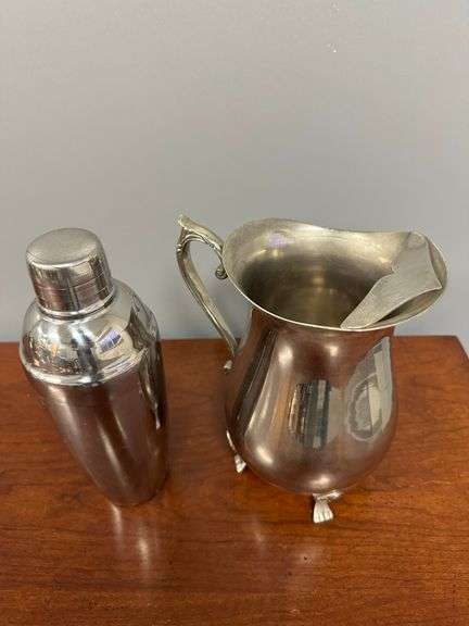 Silver-plated Jug and Stainless Steel Shaker