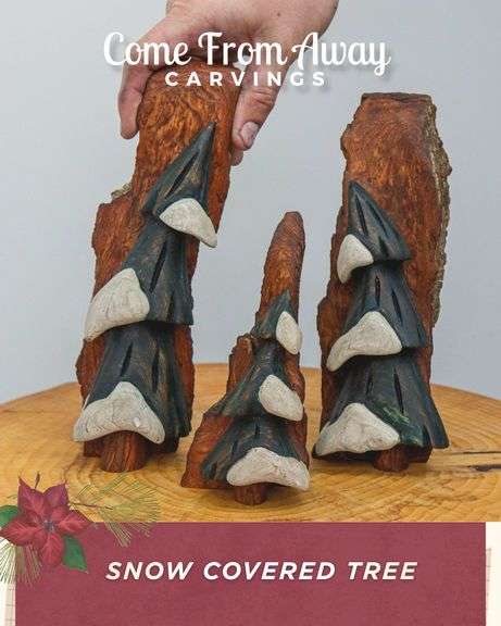 Snow Covered Tree Carving - Come From Away Carving