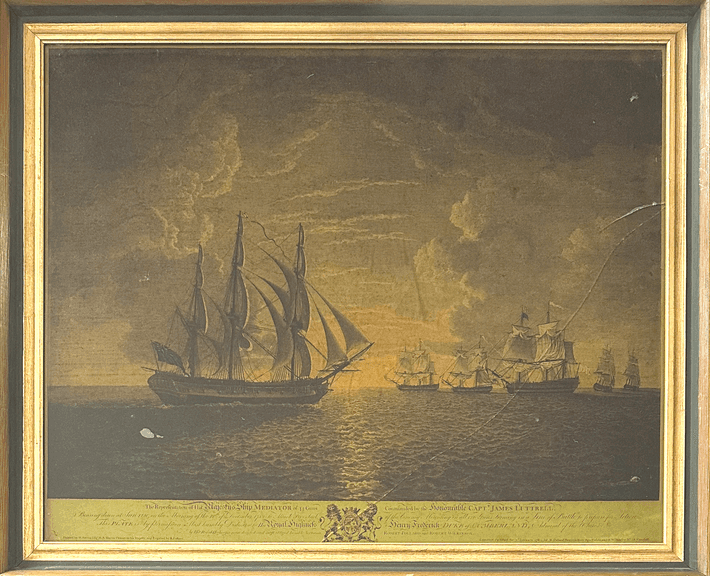 'The Representation of his Majesty's Ship Mediator...' (3) after painter Dominic Serres (1722–1793) 