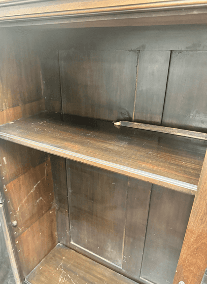 Empire tiger oak combo China cabinet / sideboard with original applied finish , c. 1900