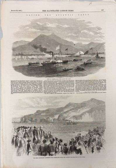 * Laying the Atlantic Cable from Illustrated London News - August 22, 1857