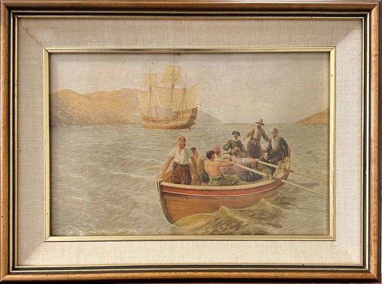 SIR HUMPHREY GILBERT LANDING AT ST. JOHN'S, NEW FOUNDLAND IN 1583 after Howard Davie