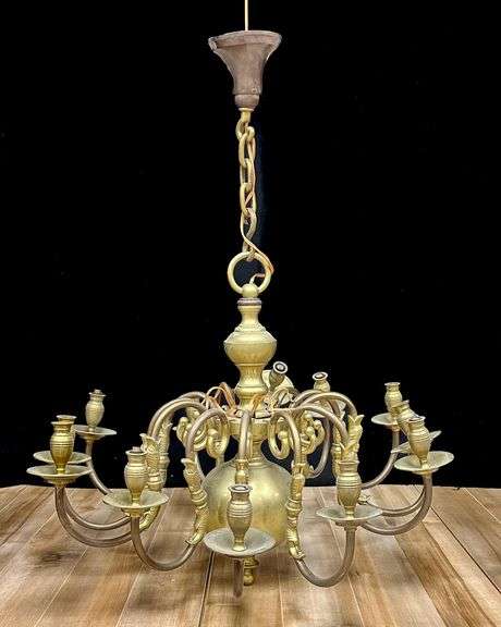 Vintage Brass 12 Light Chandelier