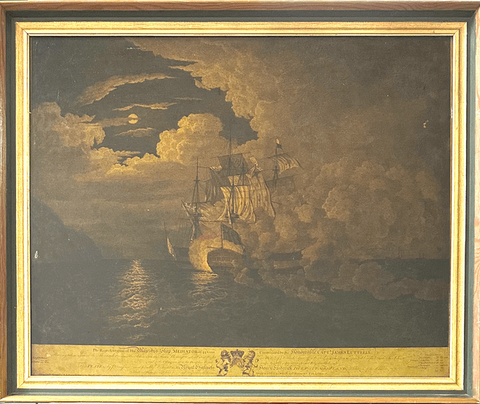 'The Representation of his Majesty's Ship Mediator...' (2) after painter Dominic Serres (1722–1793) 