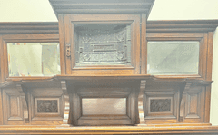 Empire tiger oak combo China cabinet / sideboard with original applied finish , c. 1900