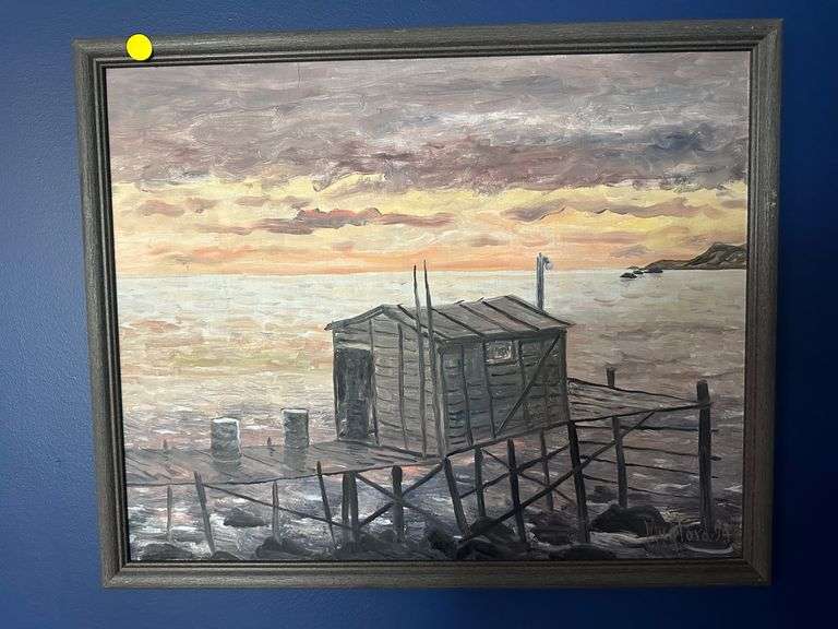Fishing Stage, NL 1995 David Mugford 16 by 20 on board