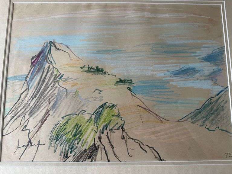 Chatin Sarachi in pastel or crayon, Albanian  artist 10 by 14 1993